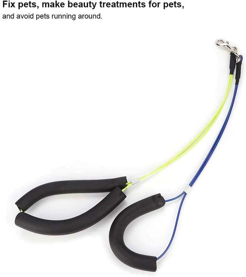 Oumefar Adjustable Pet Grooming Leash - No-Sit Haunch Holder Restraint for Dogs Cats Grooming Table Arm (Yellow+Blue)