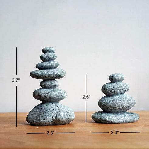 OwMell Balanced Stones Cairn Statue, Stacked Zen Rock Decor for Small Fish Tank Micro Landscape Decoration 3.7"