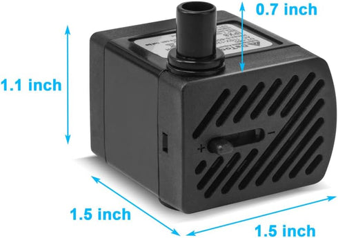 50GPH 3W Small Submersible Water Pump, Mini Fountain Pump Ultra Quiet for Aquarium Fish Tank Pond Hydroponics