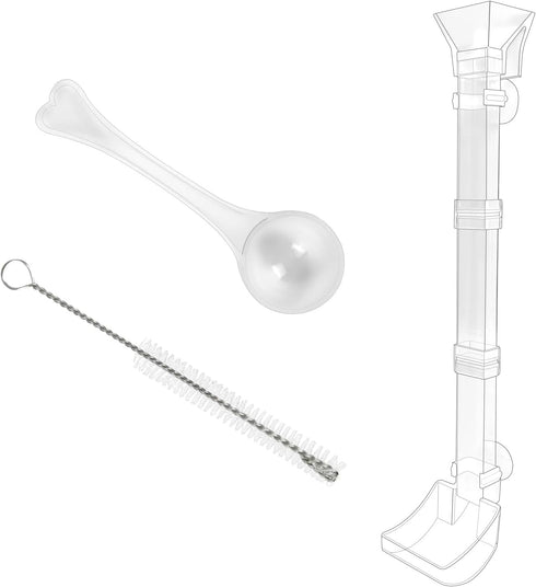 Rainmae Aquarium Fish Shrimp Feeding Dish Set, Transparent Fish Feeder Tube Kit with Cleaning Brush