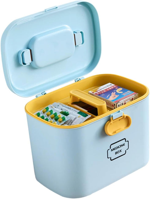 FRCOLOR First Aid Container Box Multi-Functional Medicine Storage Organizer with Compartmentalized Design