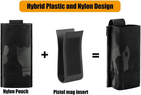 KRYDEX Single/Double Pistol Mag Pouch - Nylon Magazine Pouch 9mm with Quick Release Insert