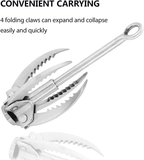 Folding Claw Hook, Multifunctional Stainless Steel Grappling Hook for Outdoor Camping, Hiking, Rock Climbing