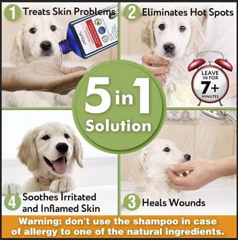 400ml 13.5 oz Arava Natural Medicated Dog Shampoo Anti Yeast Anti Itch Dog Shampoo - Healthy Skin & Coat - First Aid