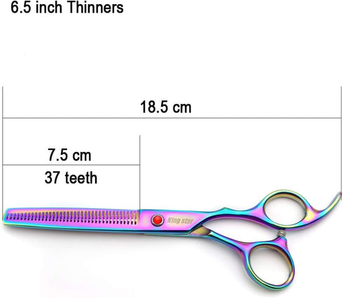 7.0in Titanium Professional Pet Grooming Scissors Set, Straight & Thinning & Curved Scissors, 3pcs Set for Dog Grooming