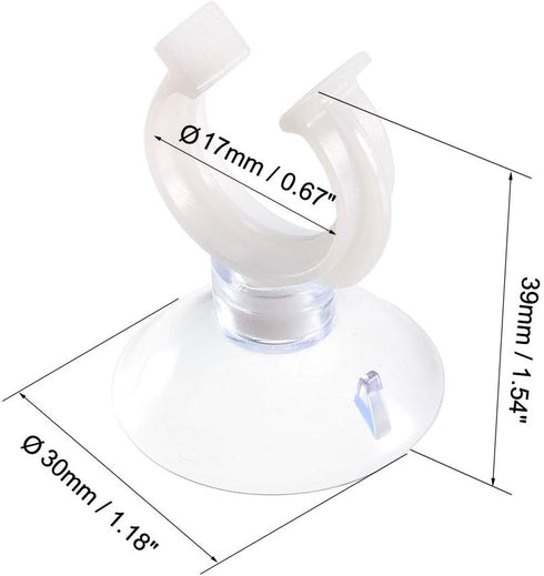 uxcell Aquarium Suction Cup Clips Airline Tube Holders Clamps for Fish Tank Clear 17mm 6Pcs