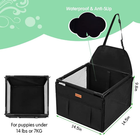 SWIHELP Dog Car Seat, Portable Pet Booster Car Seat with Clip-On Safety Leash, Anti-Collapse for Small Pets