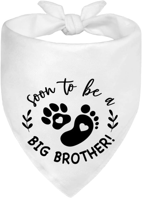 WHTYEFZ Soon to Be A Big Brother White Dog Bandana, Pregnancy Announcement for