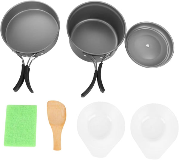 Milisten Portable Aluminum Camping Cookware Set Lightweight Folding Cookset Bowls and Utensils