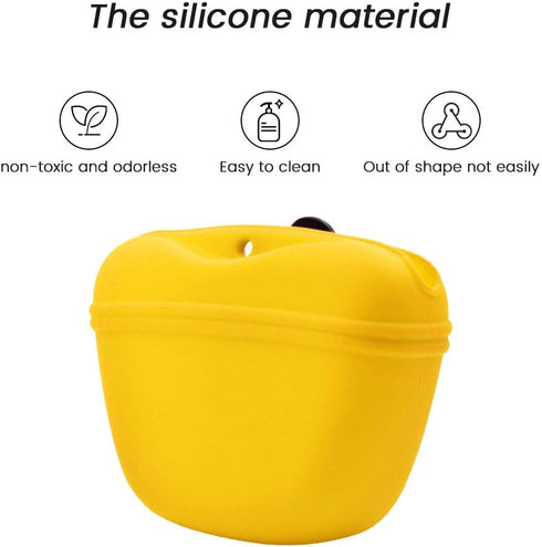AUDWUD Silicone Dog Treat Pouch - Clip on Portable Training Container with Magnetic Buckle and Waist Clip, No BPA