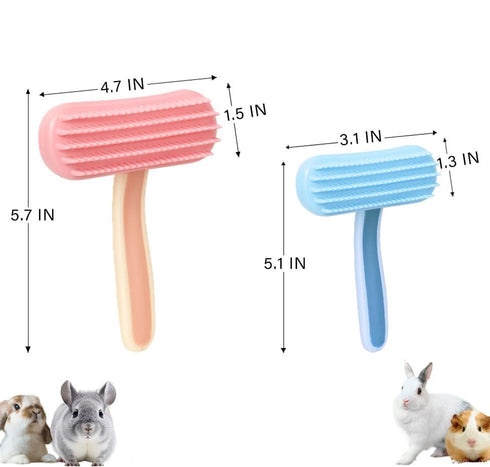 Oxiros 2 Pack Chinchilla Bunny and Grooming Brush Soft Silicone De-Shedding Bath & Massage Comb for Rabbits, Guinea