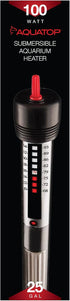 Aquatop 100W Submersible Glass Heater for Fish Tanks Up to 25 Gallons, 68-93F Adjustable Temperature Range