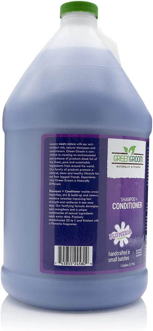 1 2 1, Green Groom Dog Shampoo Plus Conditioner, Gallon | All Natural Ingredients, Detangles and Strengthens, Renews