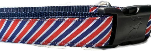 American Dog Collar, Caninedesign Stars, Red and Blue, 1 inch Wide Adjustable Plastic Buckle for Medium and Large Dogs