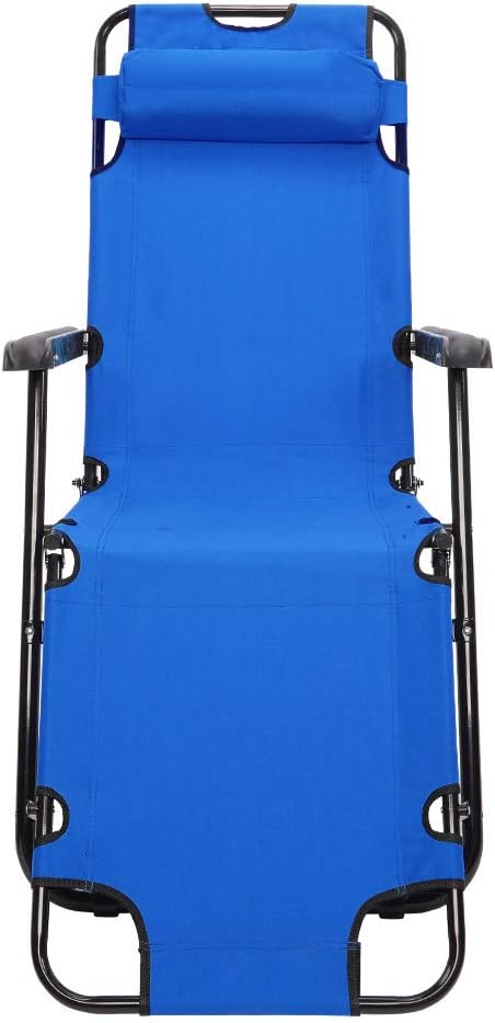 Kcelarec Folding Beach Lounge Chair, Patio Outdoor Furniture Camping Pool Side Beach Lawn Lounger Chair with Adjustable