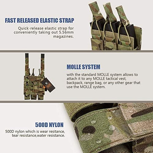 KRYDEX Open Top Triple MP7 MP5 MP9 Magazine Pouches Molle