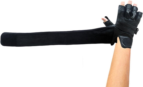 2" 7 5/8" 8") Epic Leather Gym Gloves with Built in Wide Wrist Wraps Best Grip & Design for Weightlifting Power Lifting
