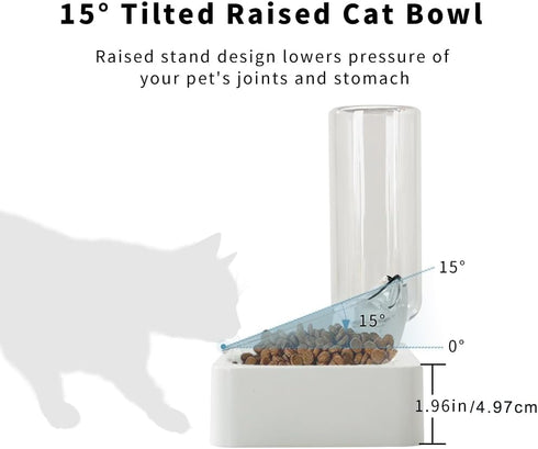Marchul Tilted Cat Bowl Set - Raised Dishes for Food and Water, Ideal for Puppies