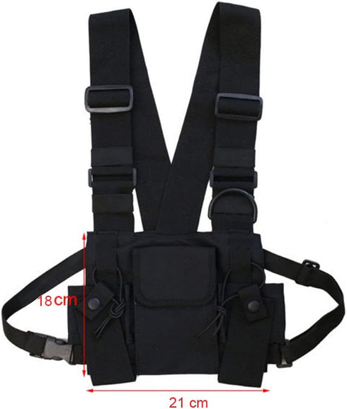 Multi-Pocket Chest Rig Bag Utility Vest Chest Bag for Men Hands Free Radio Front Pack Pouch Hip Hop Chest Pack Functional Tactical Harness for Women Running Exercise Hiking Camping
