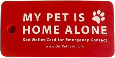 Dog Cat Home Alone Alert Card & Key Tags with Contact Call Cards, Pet Keychain, Home Alone Keychain Card, ID Tags