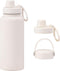 White 32 OZ Insulated Water Bottle, Large Metal Stainless Steel Flask with 2 Lids for Sports Travel