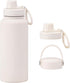 White 32 OZ Insulated Water Bottle, Large Metal Stainless Steel Flask with 2 Lids for Sports Travel