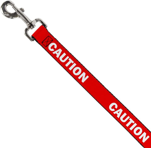 Dog Leash Pet Quote Caution Red White 6 Feet Long 0.5 Inch Wide