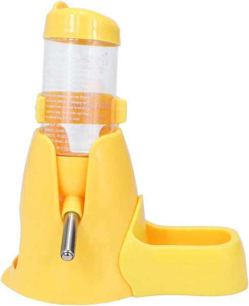 Litewoo Hamster Water Bottle with Food Container Base, No Drip Drinking Dispenser for Dwarf Hamster, Yellow