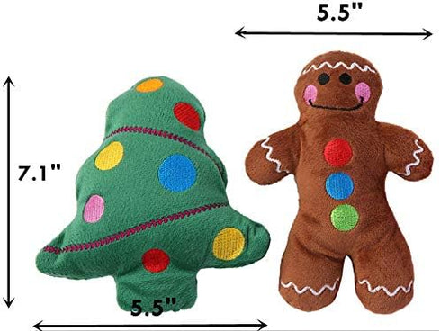 JPB 4 Pack Christmas Dog Toys - Squeaky Plush Puppy Toy for Small Dogs