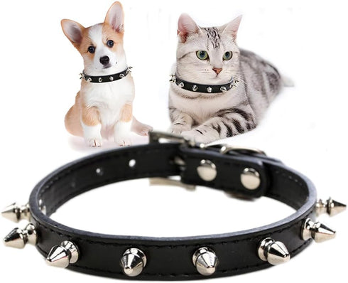Soft Spiked Dog Collar, Adjustable Studded Rivet Spike Collar for Girl Boy Small Breed Teacup Mini Tiny Puppy Kitten