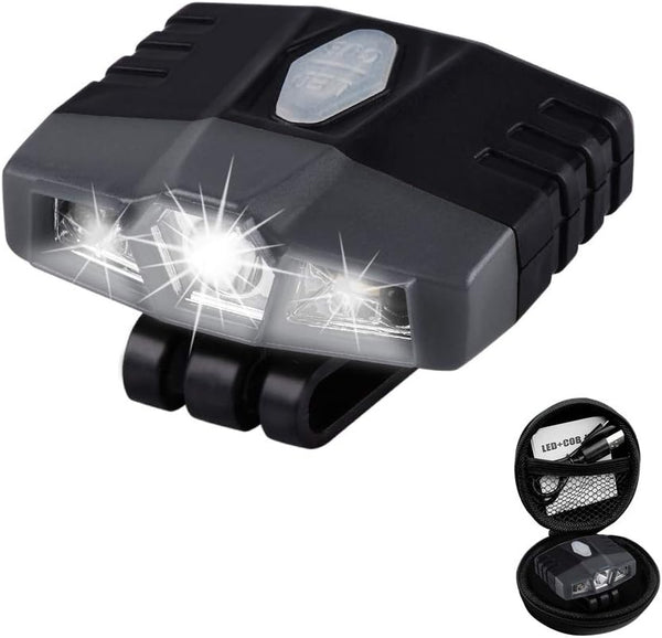 Ultra Bright Mini Hands Free Cree LED Clip on Cap Light, Rechargeable Waterproof Hat Light for Fishing