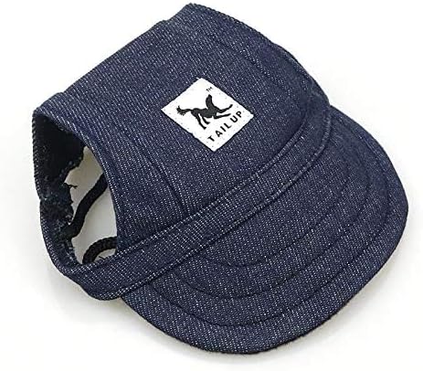 Leconpet Baseball Caps for Dogs with Neck Strap, Adjustable Comfortable Ear Holes for Small to Large Dogs (M, Blue