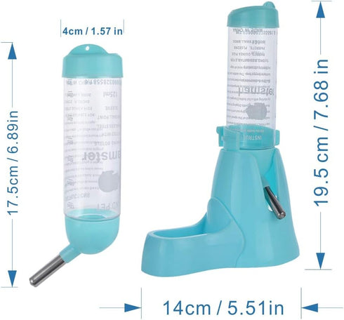 Guardians Hamster Water Bottle - Automatic Drinking Bottle with Food Container Base Hut - 125ml, Blue