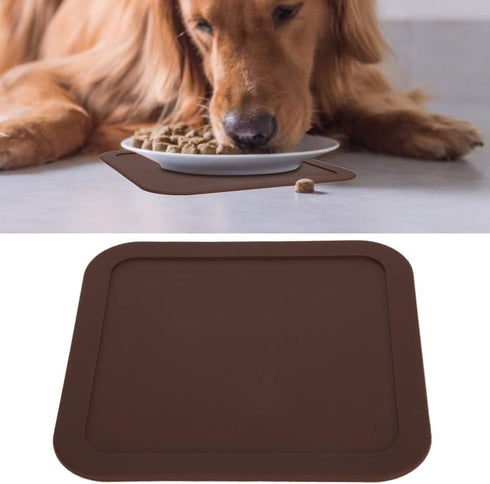 8.6x8.6 Inches Non-Slip Silicone Pet Feeding Mat for Cats and Dogs, Dog Bowl Mat with Raised Edge, Spill Proof Placemat