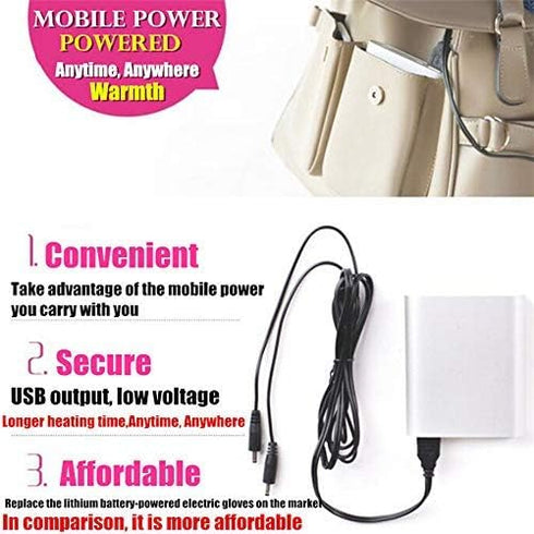 Women's & Men's USB Heated Gloves, Winter Hands Warm Laptop Gloves, Full & Half Fingerless Design