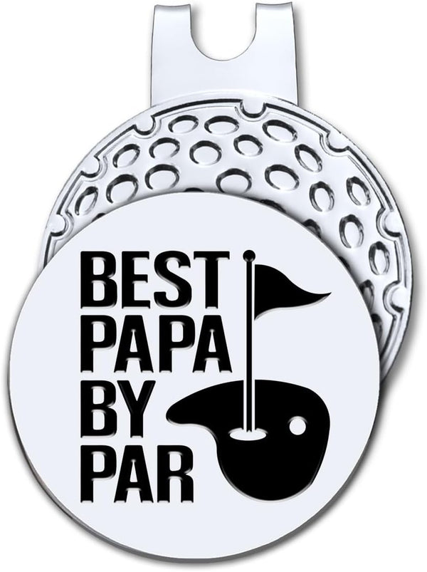 Hafhue Best Papa by Par Golf Ball Marker with Magnetic Hat Clip, Funny Golf Gifts for Dad