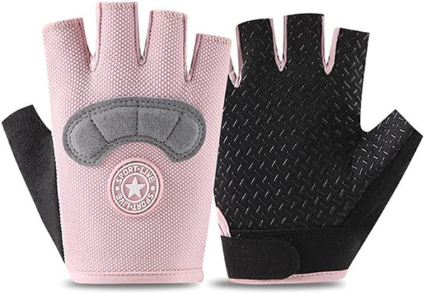 OVOY Breathable Fingerless Workout Gym Gloves for Kids 4-12 T - Anti-Slip and