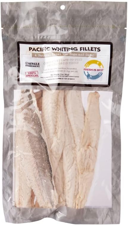 Fresh Is Best Freeze Dried Healthy Raw Meat Treats for Dogs & Cats, Pacific Whiting Fillets