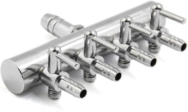 Stainless Steel Aquarium Fish Tank 4 Ways Air Flow Splitter, Lever Control Valve