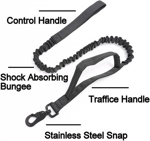 4 Sets Bungee Dog Leash Heavy Duty with 2 Handle Control, Quick Release for Cat Dog Pet Training Leashes
