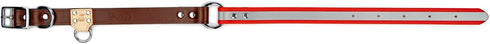 King Buck Hunting Heritage Soft-Touch Reflective & Leather Waterproof Dog Collar with O Ring, L/XL, Red