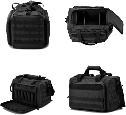 Waterproof Large Capacity Molle System Tactical Gun Range Bag for Handguns, Pistols, Ammo Magazine Accessories