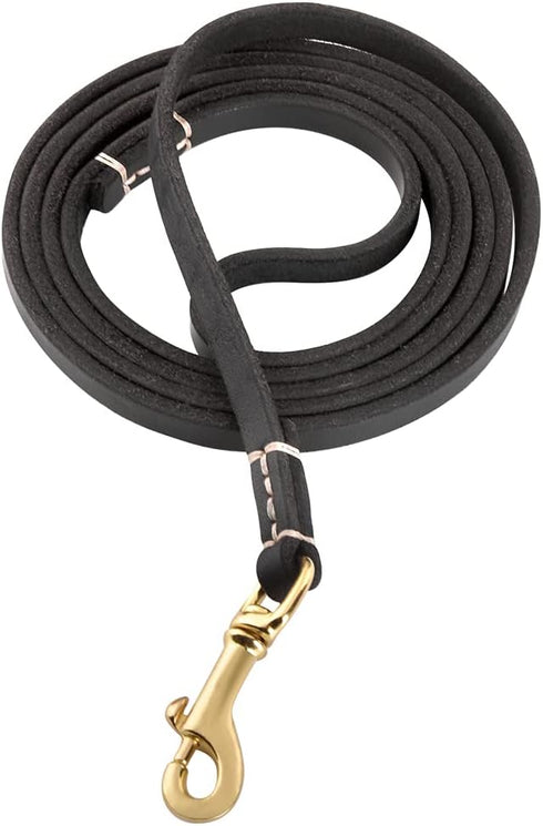 Genuine Leather Leash for Small to Medium Dogs, 4FT / 5FT / 6FT, Black/Brown