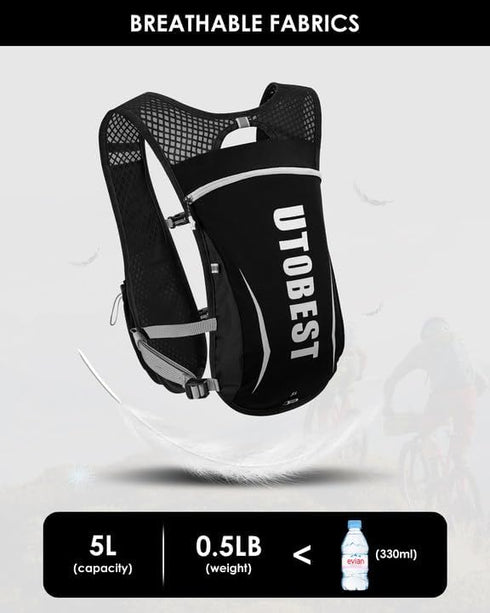 UTOBEST Running Vest, 5L Hydration Backpack, Lightweight and Breathable for Trail Running