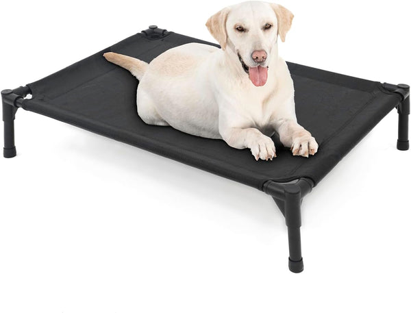 Elevated Dog Bed for Large Dogs, Heavy Duty Cot, Fits Up to 150 LBs, Washable Mesh, Black