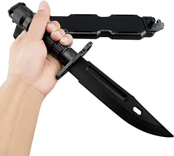 Tactical Rubber Knife M9 M16 - Military Training ABS Plastic Dagger with Scabbard Model Kit for Airsoft