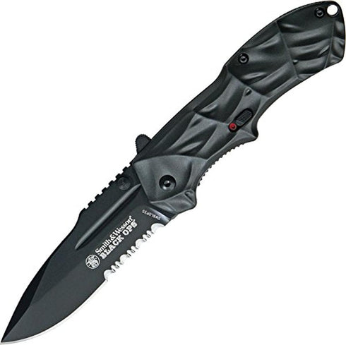 Smith & Wesson Black Ops SWBLOP3S Tactical Knife, 7.7in S.S. with 3.4in Serrated Blade, Aluminum Handle
