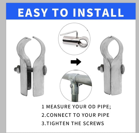 Chain Link Fence End Rail T Clamps, Panel T Clamps for 1-3/8" OD Pipe, Fence Bracket with Bolts & Nuts Included
