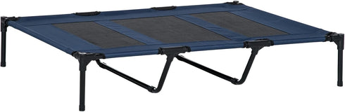 PawHut 48" x 36" Elevated Breathable Dog Bed, Portable Pet Cot with Carry Bag, Dark Blue