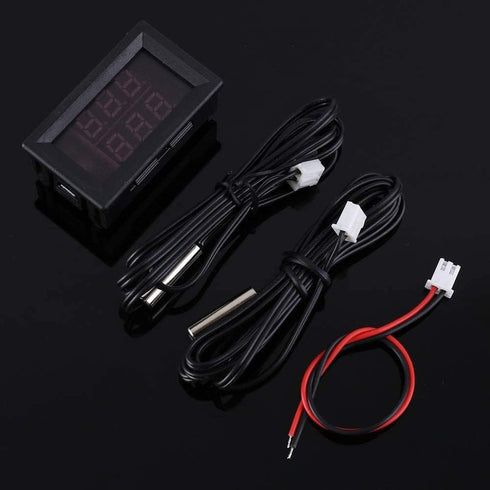 Icstation Digital Thermometer Car Auto Temperature Gauge Sensor DC 4-28V with 2 NTC Waterproof Probes